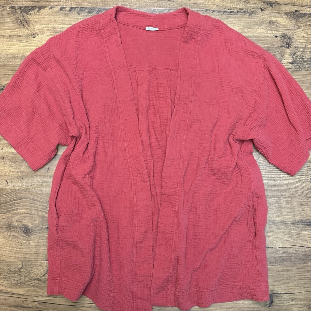 Free People Intimately Small Red Kimono Robe Muslin Gauze Layering Boho NO BELT‎